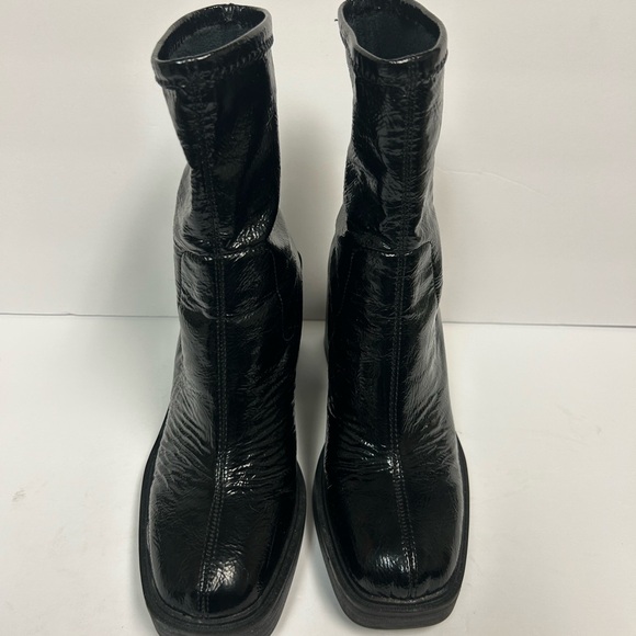 Kenneth Cole Ankle Boots Women 6 Black Chunky Amber Square Toe Pull On Y2k 90s - Picture 5 of 10